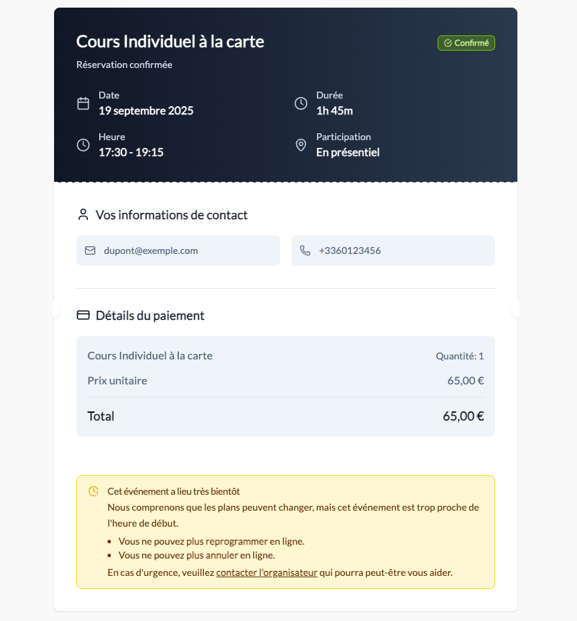 Example of Atoly self-service booking ticket page